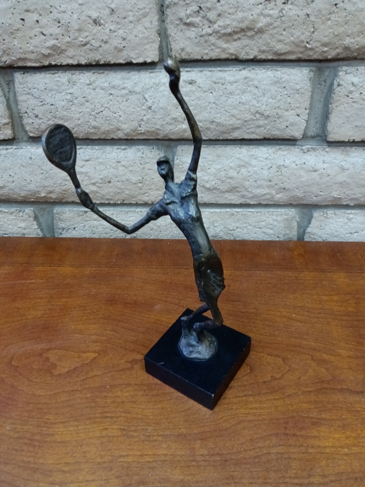 Pier 1 Bronzed Type Metal Female Tennis Player Sculpture Figurine on Base 12 Pier 1 Bronzed Type Metal Female Tennis Player Sculpture Figurine on Base 12