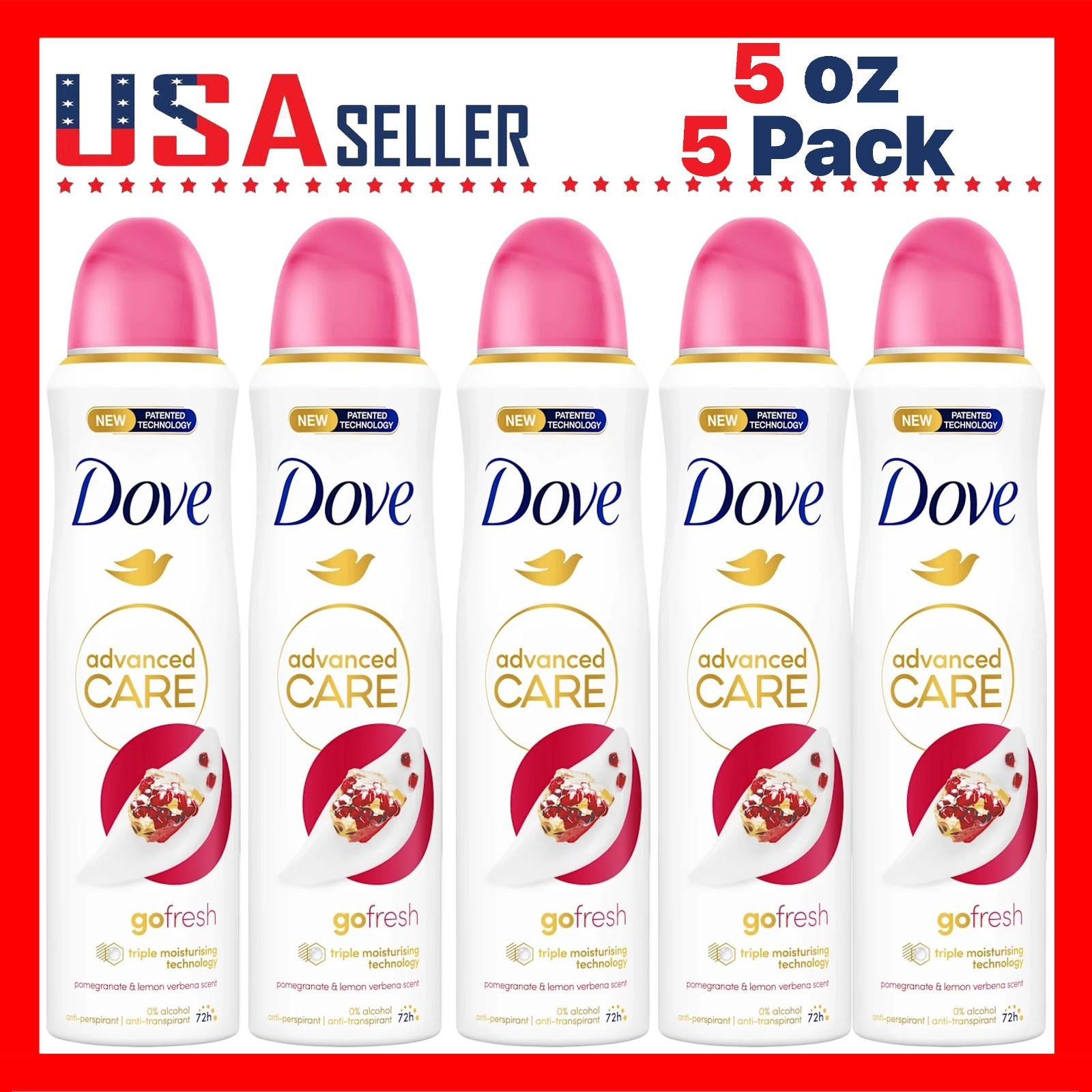 Dove Go Fresh Pomegranate & Lemon x [5 Pack] x 150 ml Antiperspirant Deodorant