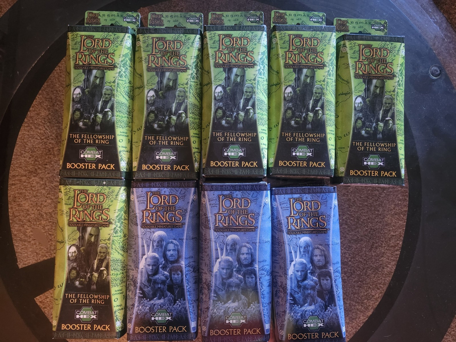 Lot of 9 Lord of the Rings Combat Hex Booster Packs, Booster & Fellowship Lot of 9 Lord of the Rings Combat Hex Booster Packs, Booster & Fellowship