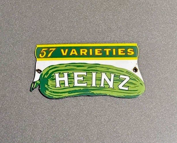 VINTAGE HEINZ DILL PICKEL PORCELAIN SIGN CAR GAS TRUCK OIL MOTORCYCLE