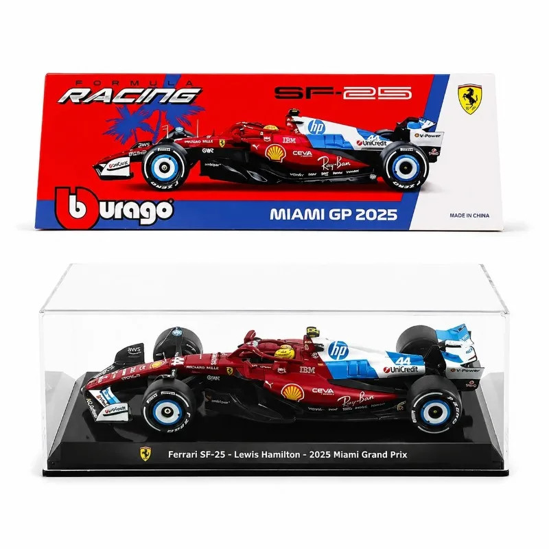 Bburago Ferrari SF25 #44 Lewis Hamilton Miami GP 2025 F1 Car Model-1:24 Diecast Bburago Ferrari SF25 #44 Lewis Hamilton Miami GP 2025 F1 Car Model-1:24 Diecast