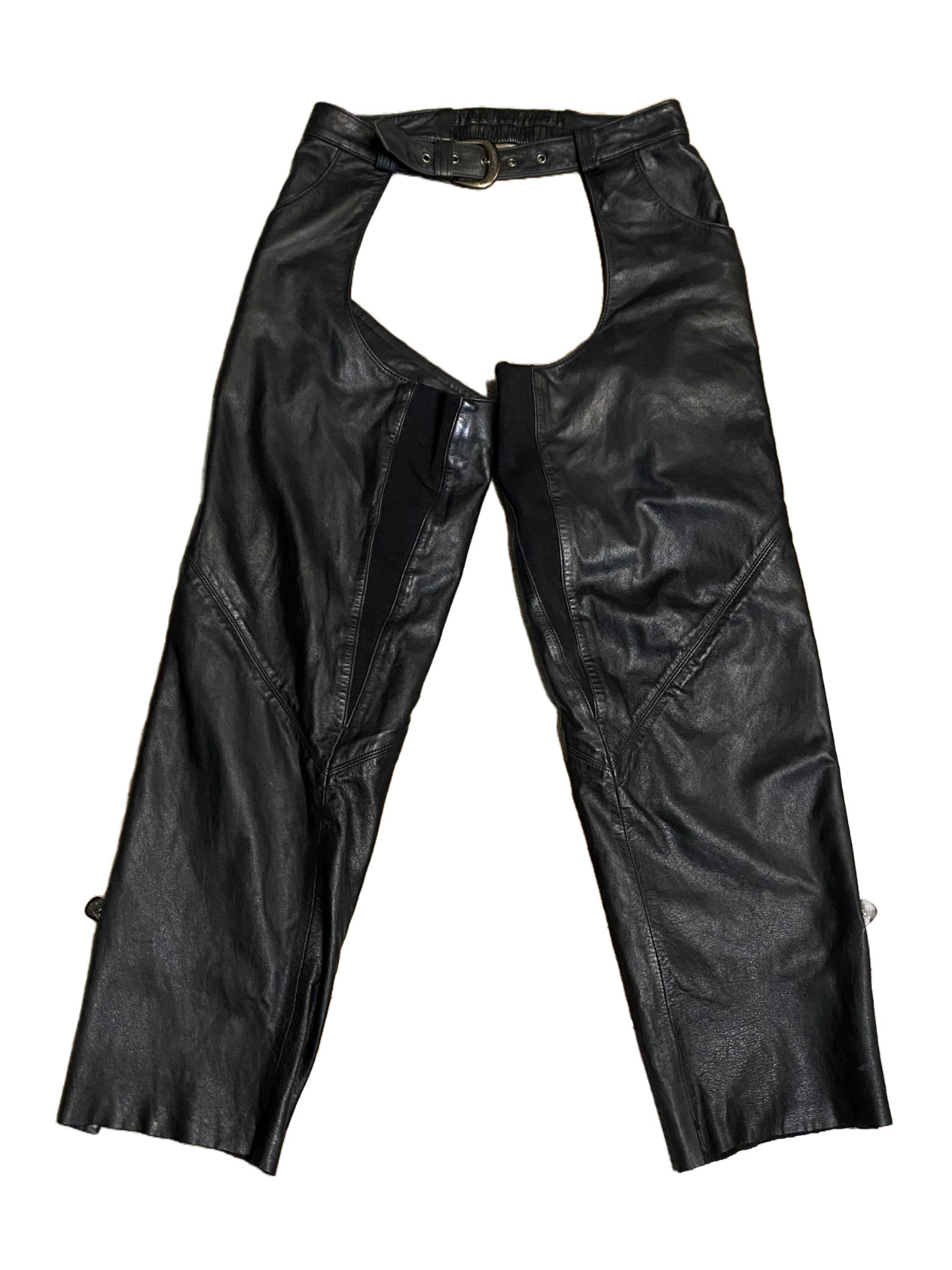 HARLEY-DAVIDSON Y2K Genuine Leather Power-Stretch Chaps MotorClothes WS Rare