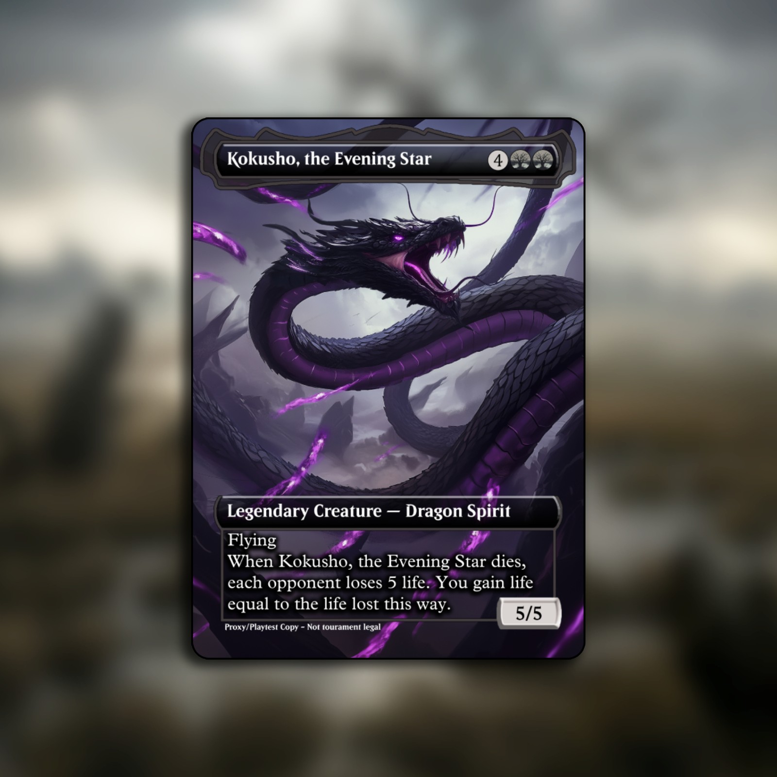 Kokusho, the Evening Star MTG Playtest Custom Alt Art Card For Commander 