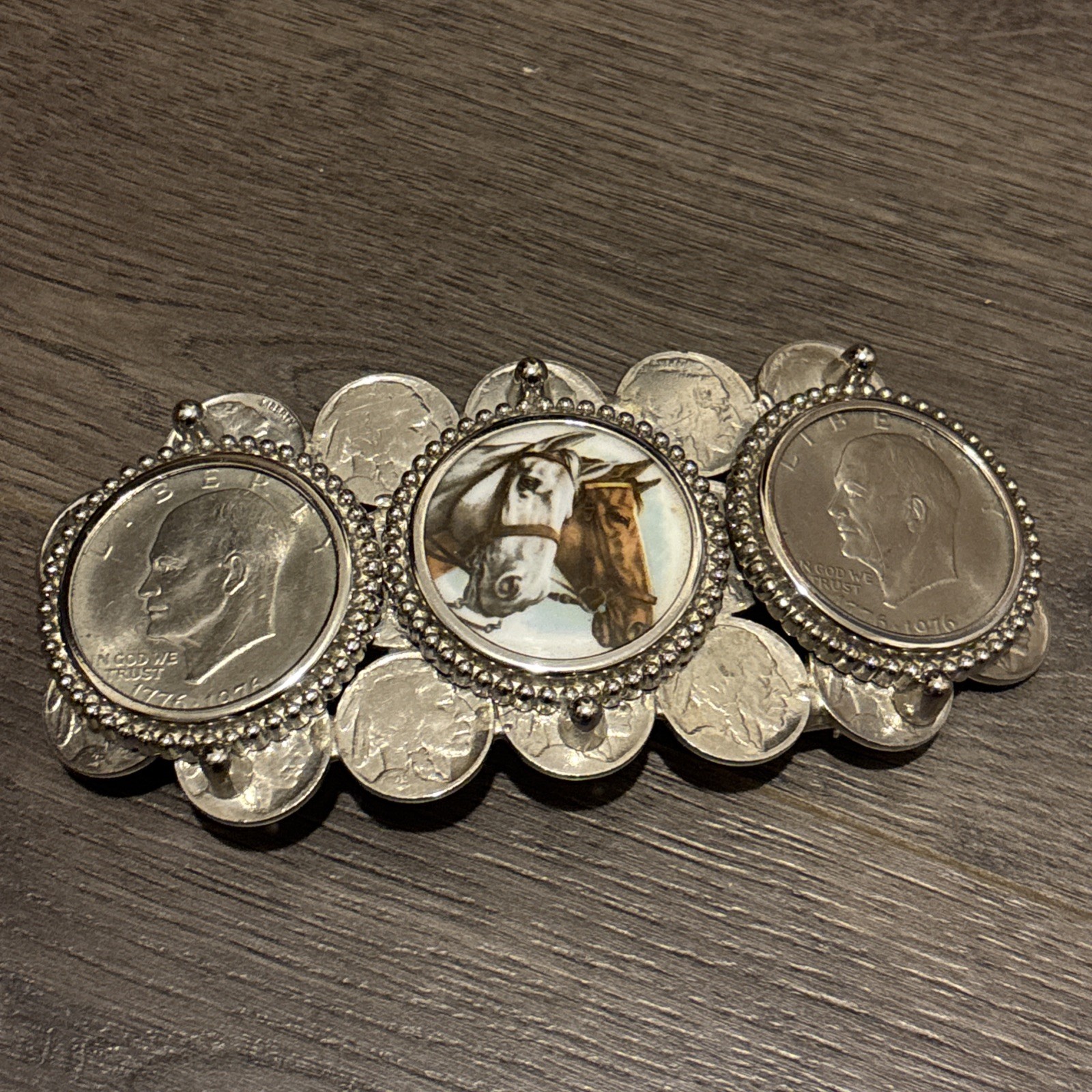 Vintage Buffalo Nickel Indian Belt Buckle 70s coins Eisenhower dollar Vintage Buffalo Nickel Indian Belt Buckle 70s coins Eisenhower dollar