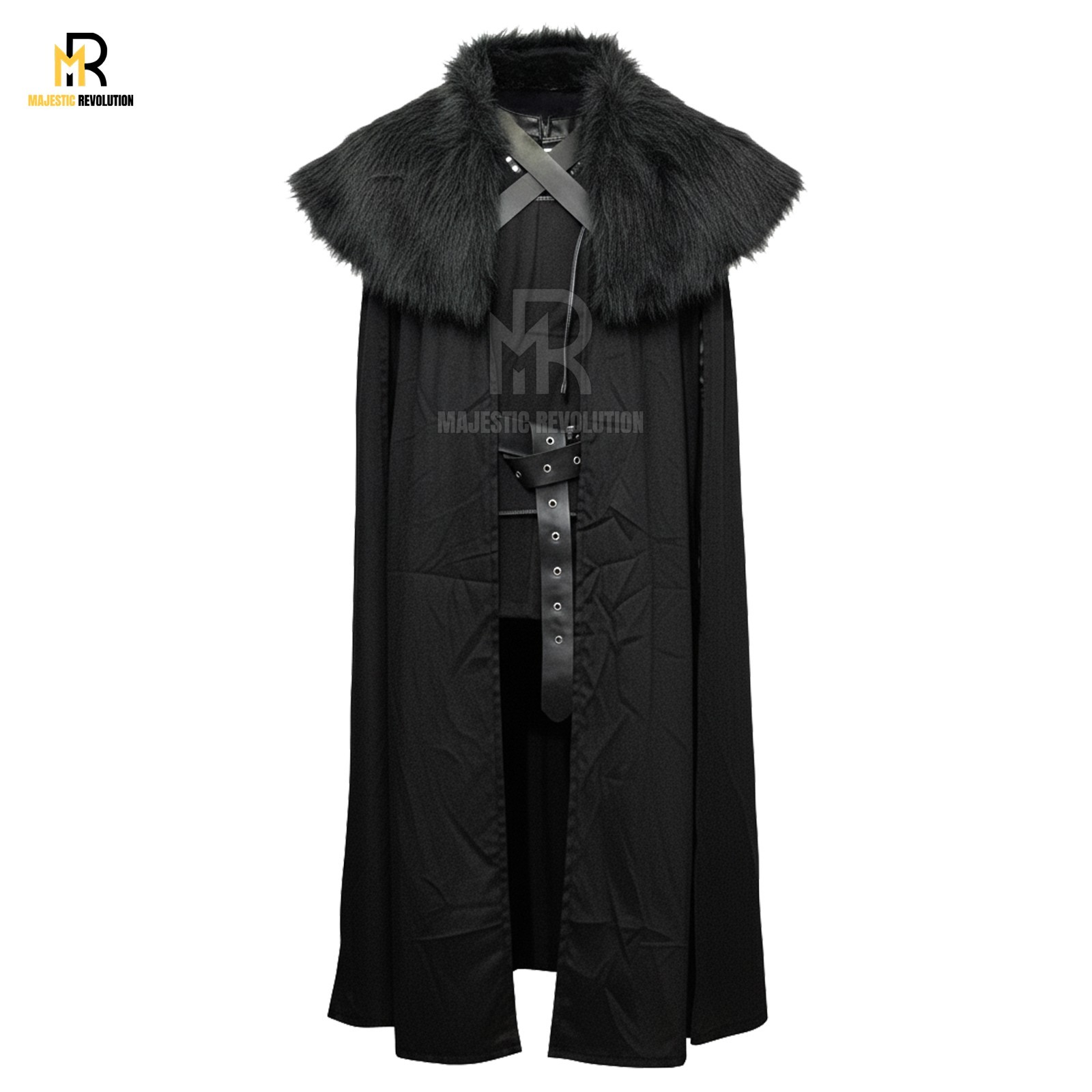 Night\'s Watch Jon\'s Snow Cosplay Costume Halloween Party Men Fur Cloak and Vest