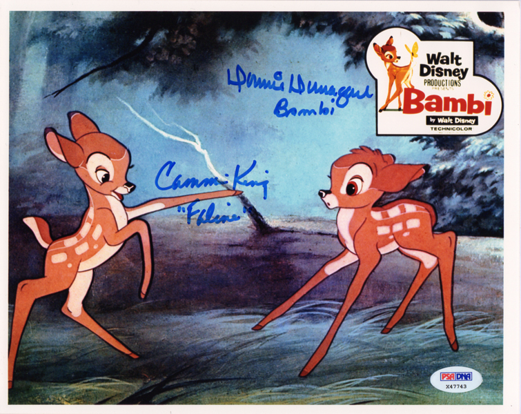 CAMMIE KING & DONNIE DUNAGAN SIGNED AUTOGRAPHED 8x10 PHOTO DISNEY BAMBI PSA/DNA