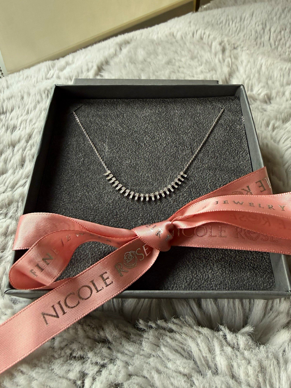 Nicole Rose Fine Jewelry 14K White Gold Natural Diamond Spike Necklace Lobster Nicole Rose Fine Jewelry 14K White Gold Natural Diamond Spike Necklace Lobster