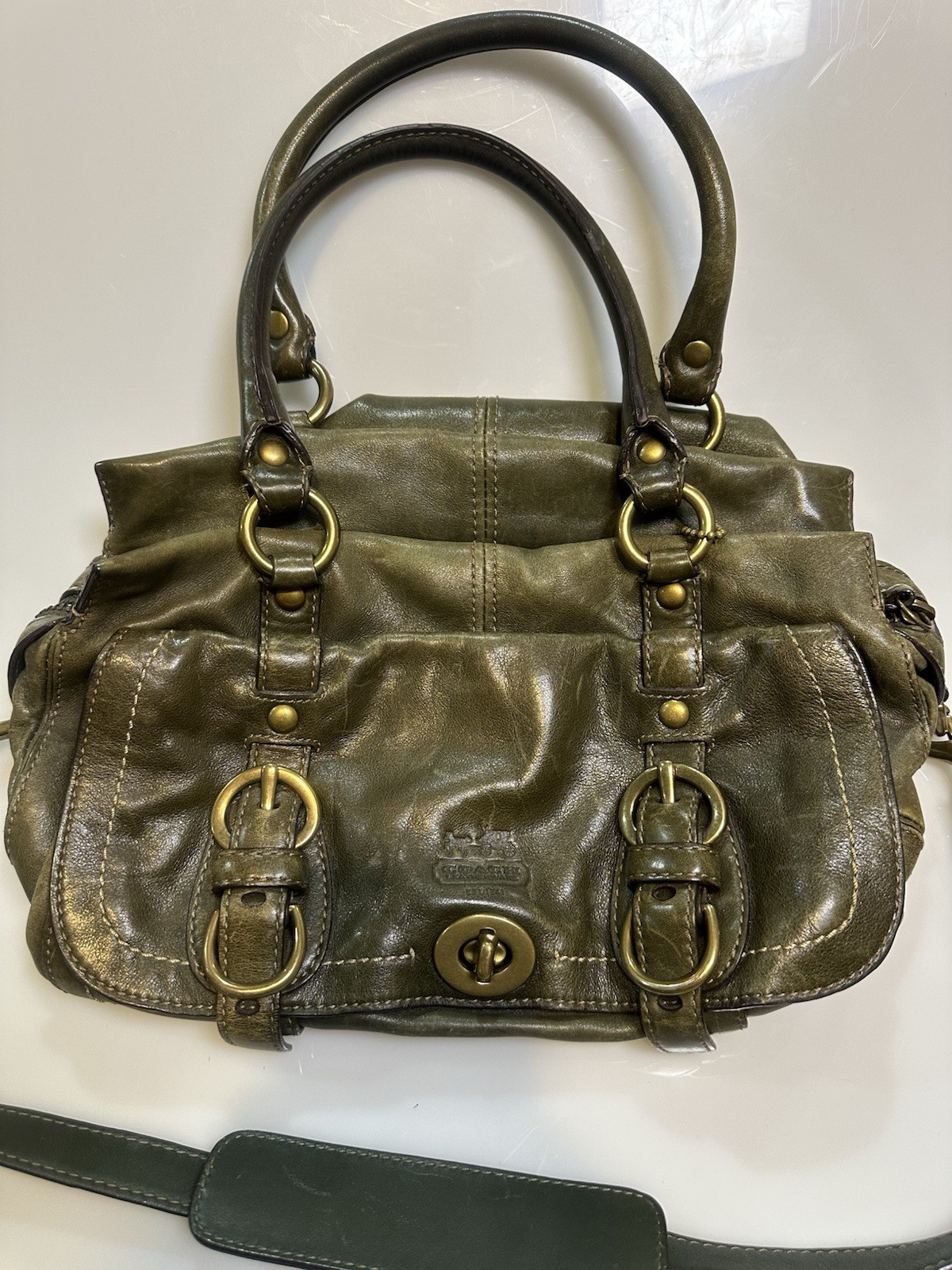 Coach Legacy Garcia Satchel 12704 Bottle Green Olive Leather 65th Anniversary