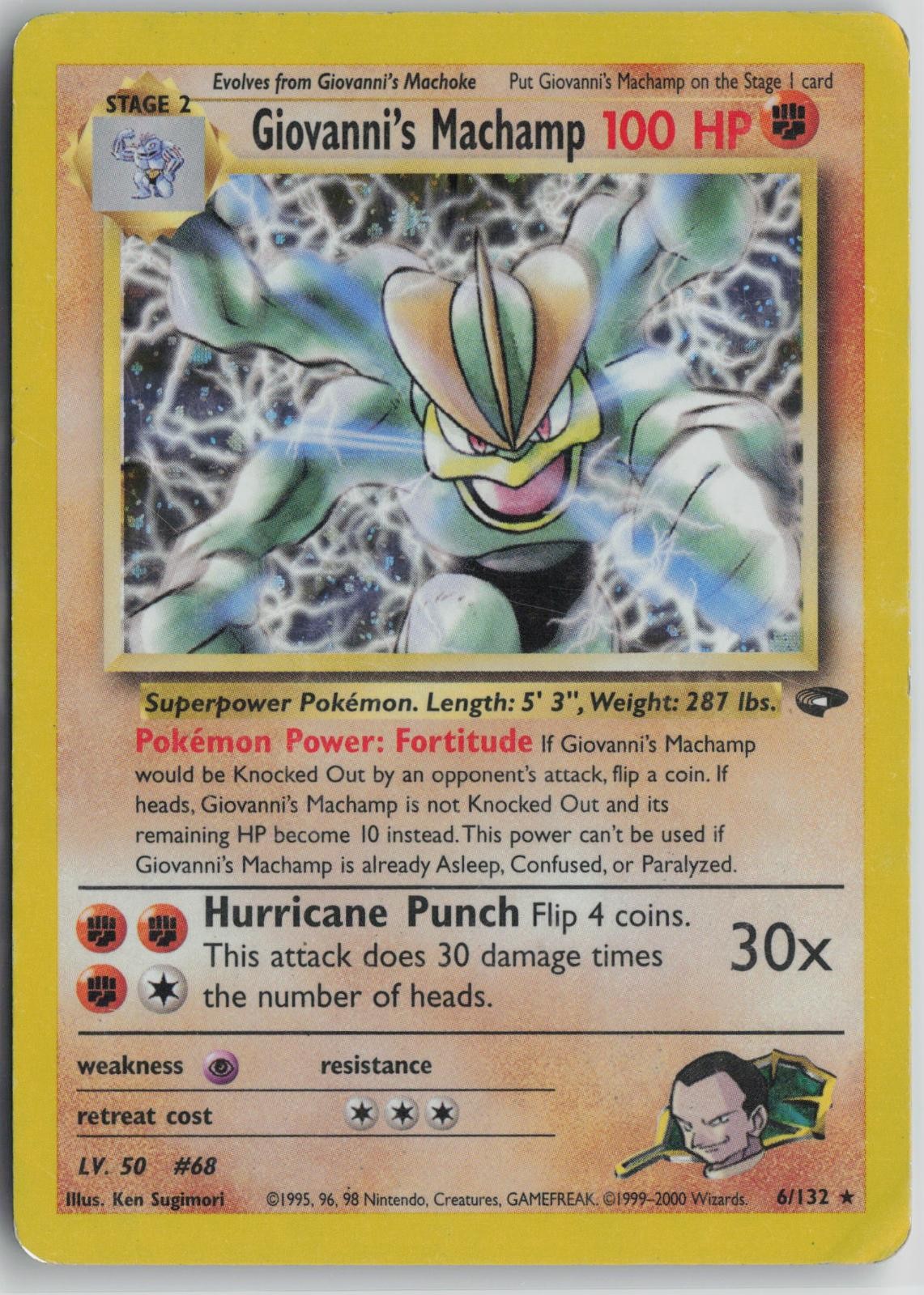 Giovanni\'s Machamp 6/132 Rare Gym Challenge Pokemon Unlimited Holo MP