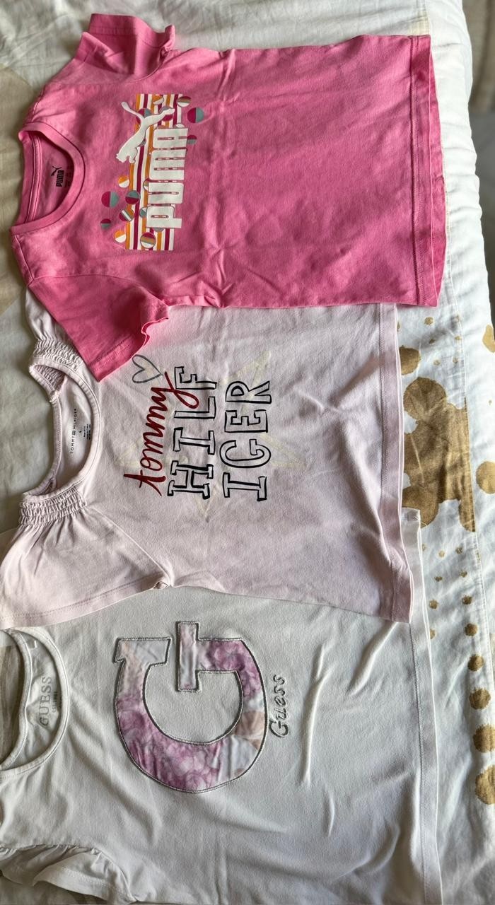 • Girls Clothing Lot 3 Pcs Size 7-8 Guess Tommy Hilfiger Puma Summer Shirts