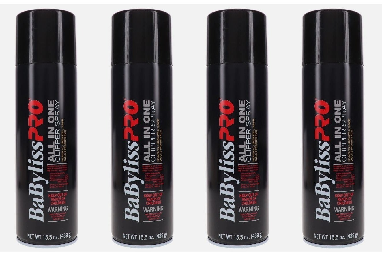 4 x BABYLISSPRO ALL-IN-ONE CLIPPER SPRAY 15.5 OZ (PACK OF 4) ~ New