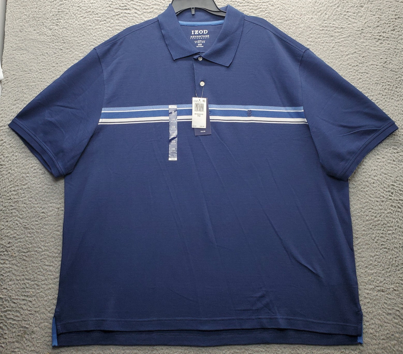 IZOD Advantage Performance Golf Polo Shirt Mens 3XB Navy Stretch Short Sleeve