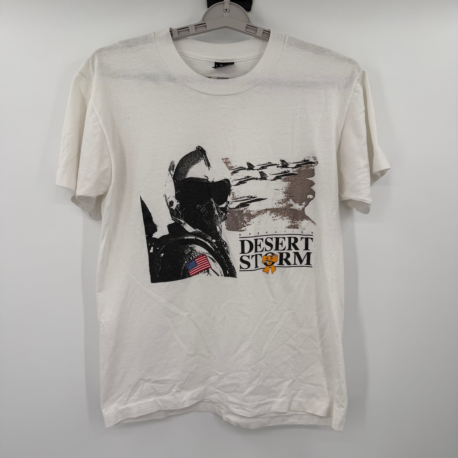 Vintage 1991 Operation Desert Storm T-Shirt Screen Stars Best White Large USA Vintage 1991 Operation Desert Storm T-Shirt Screen Stars Best White Large USA