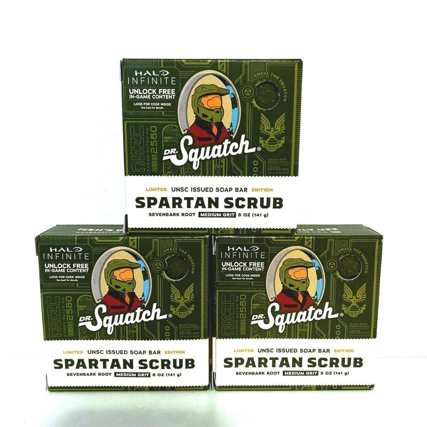 Dr. Squatch Spartan Scrub Halo Infinite Soap Bricc 3 Pack OG Release New