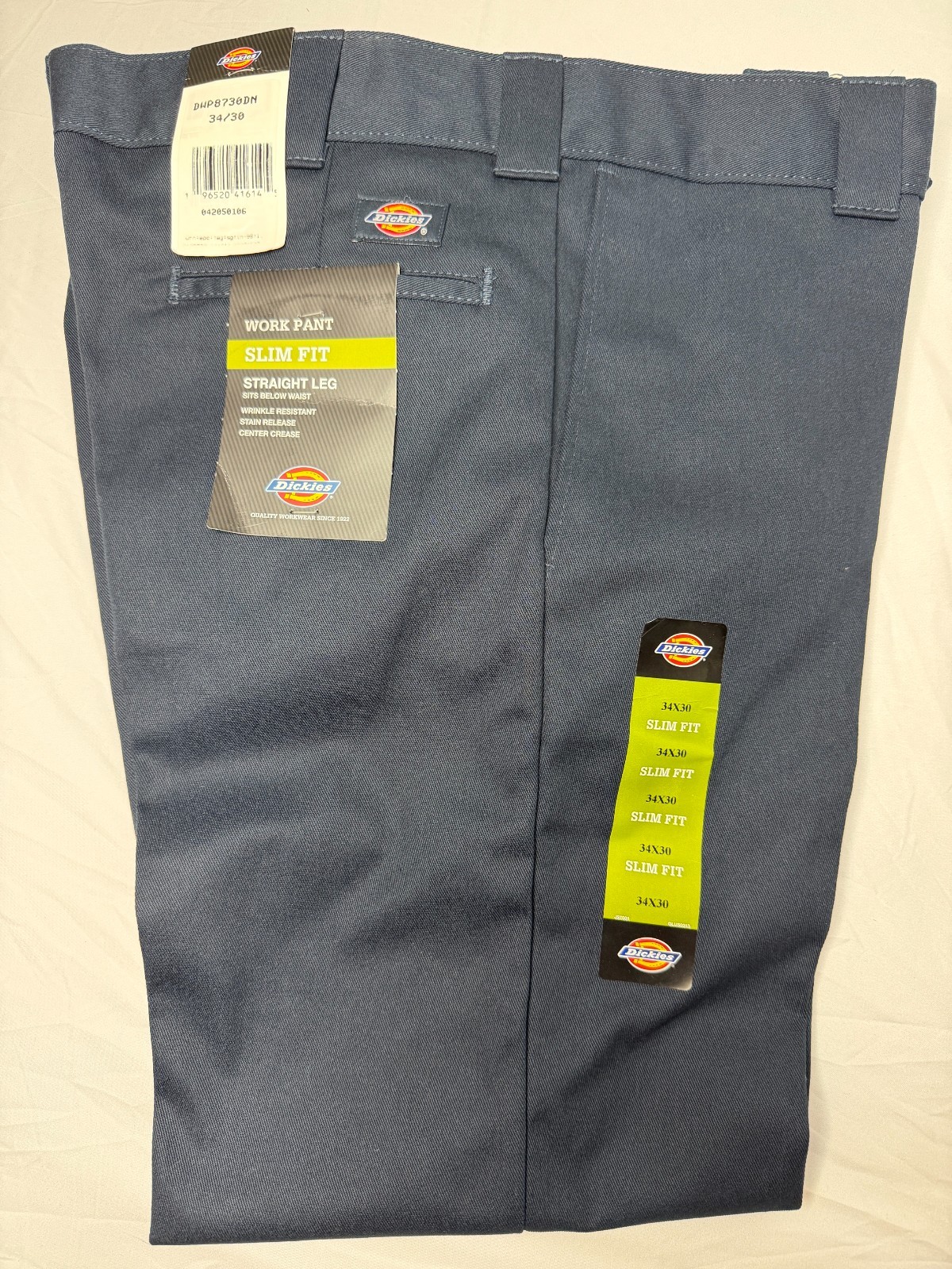 Dickies 873 NWT Pants Mens 34x30 Slim Fit Straight Leg Dark Navy Blue Work New
