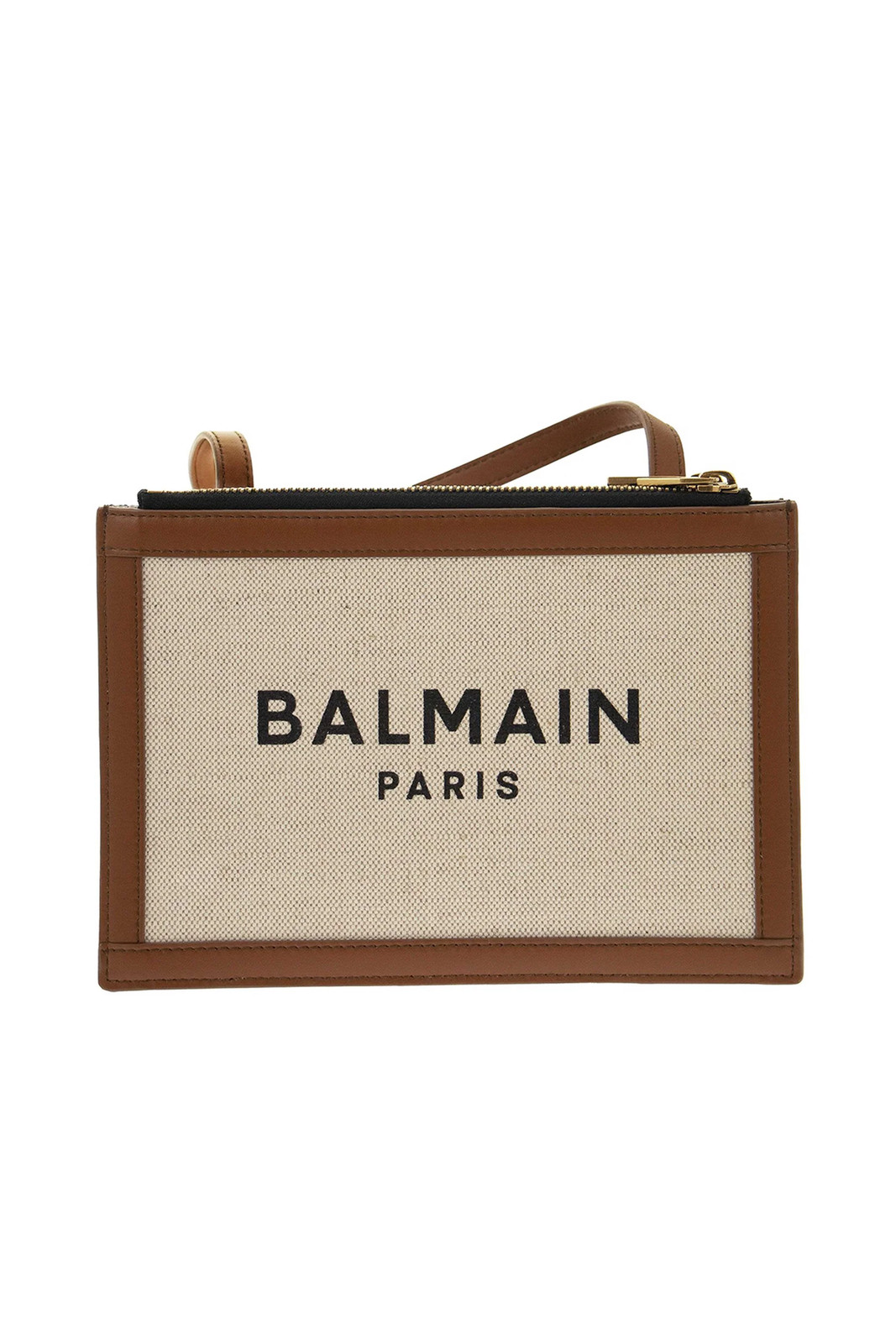 Balmain B-Army Canvas Brown Beige Crossbody Bag 21x15 cm