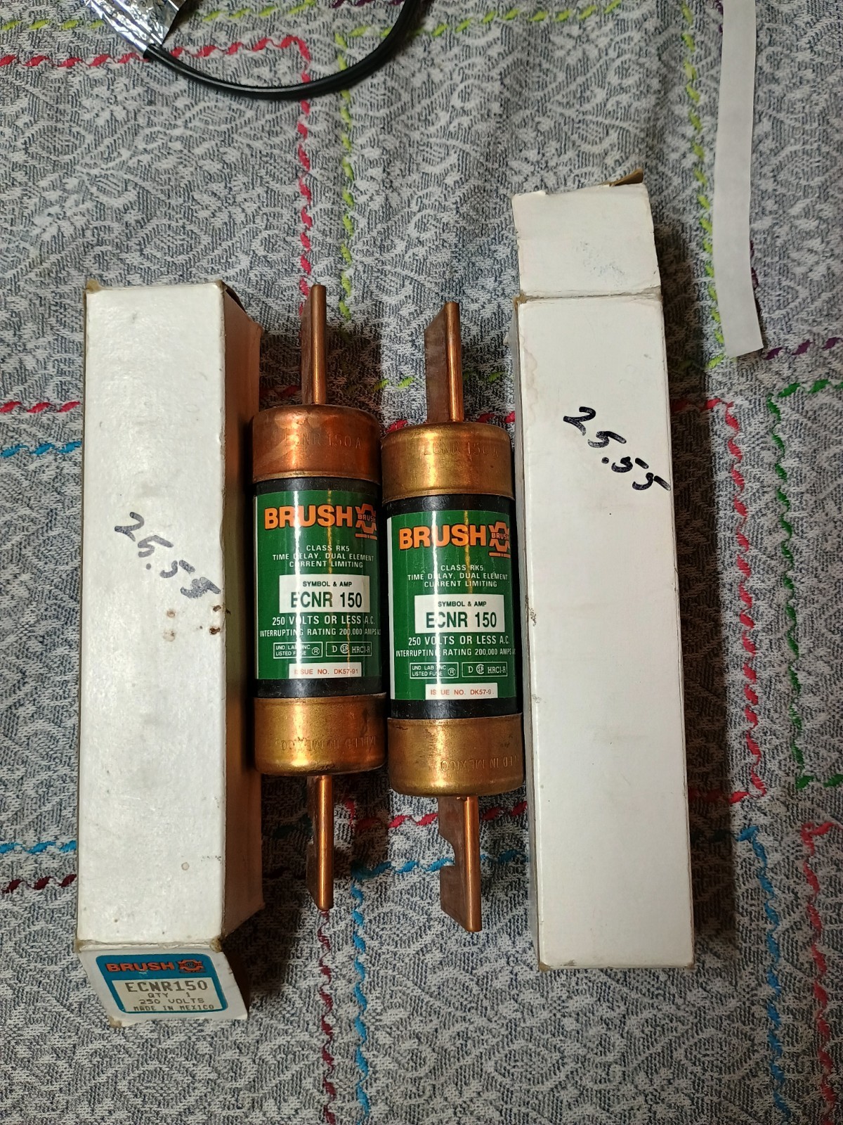 2 New Brush ECNR150 Time Delay Fuses 2 New Brush ECNR150 Time Delay Fuses