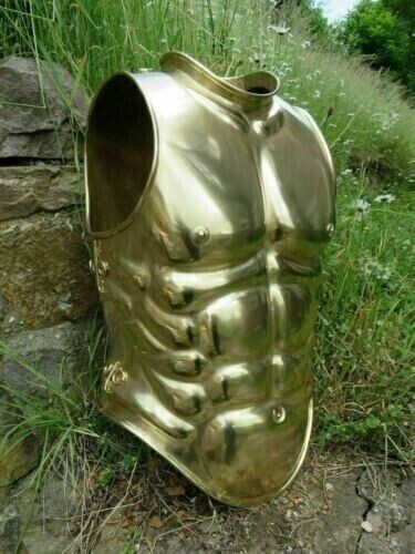 18G Roman Vintage Steel Golden Medieval Muscle Armor Cuirass Breastplate Jacket