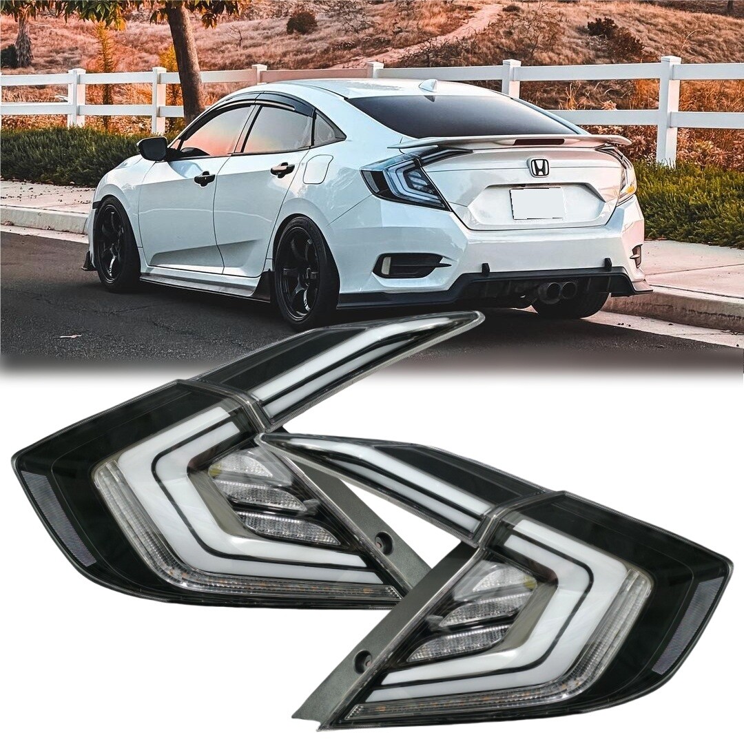 Clear White LED Tail Lights for Honda Civic Sedan 10th Gen 2016-2021 Rear Lights Clear White LED Tail Lights for Honda Civic Sedan 10th Gen 2016-2021 Rear Lights