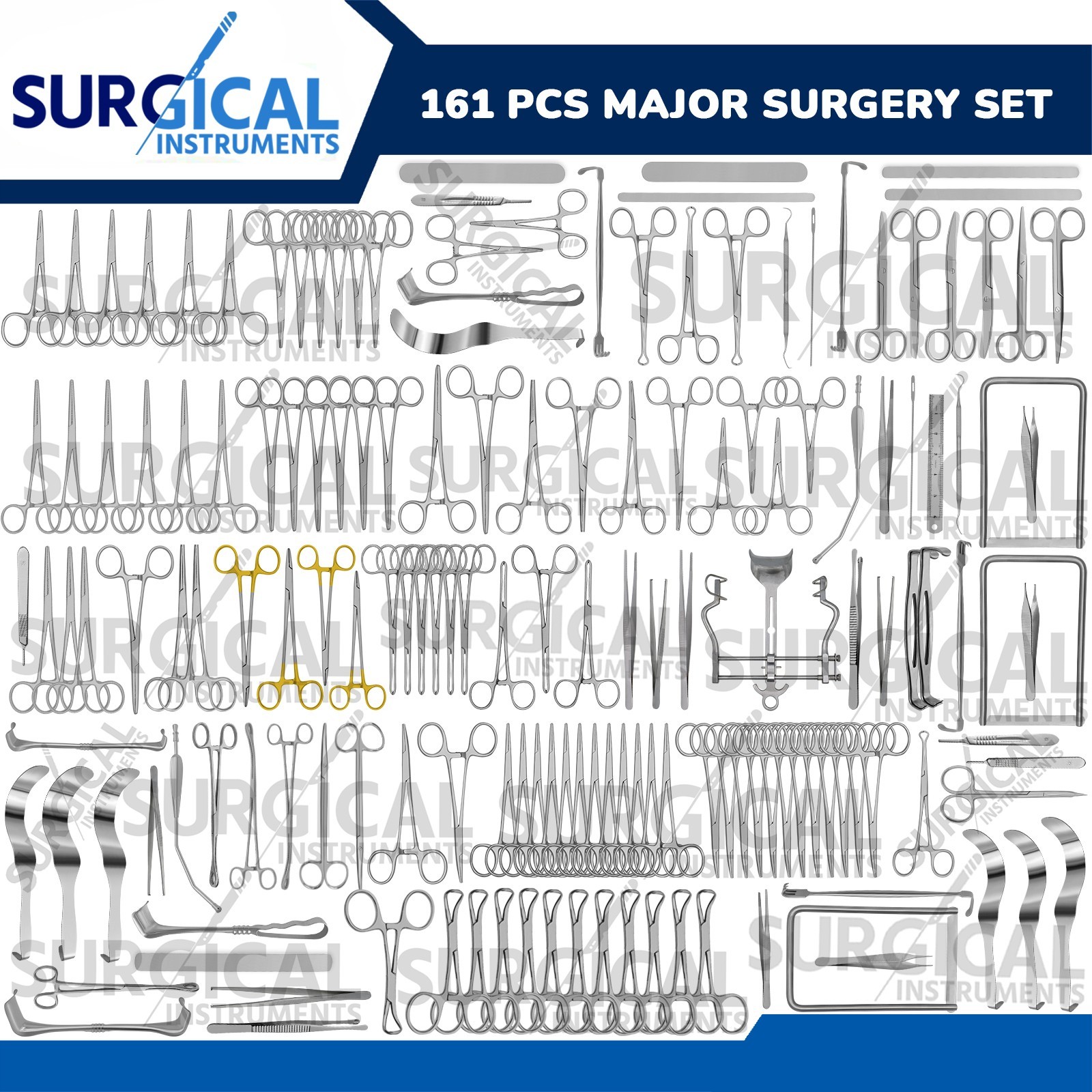 Major Basic Surgery 161 Pcs Set Surgical Instrument Stainless steel German Grade