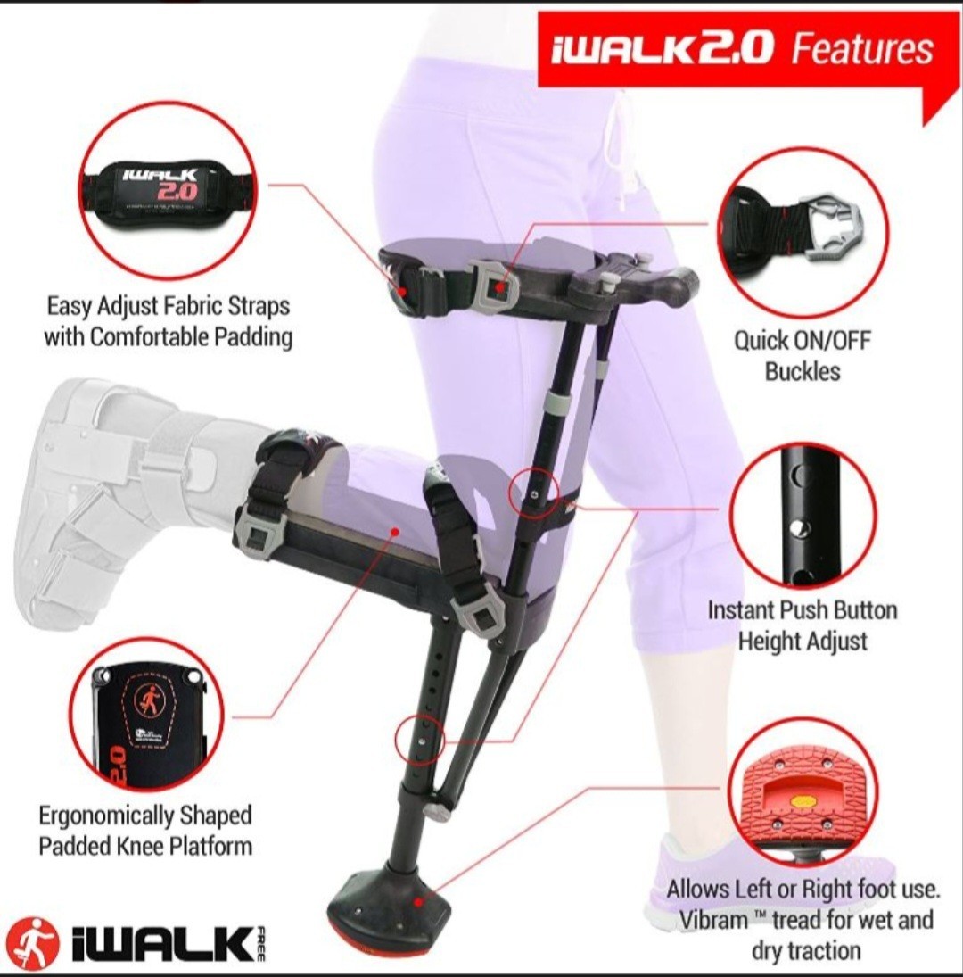 iWALK 2.0 Hands-Free, Open Box Padded Platform NO CRUTCHES Peg-Leg \ iWALK 2.0 Hands-Free, Open Box Padded Platform NO CRUTCHES Peg-Leg \