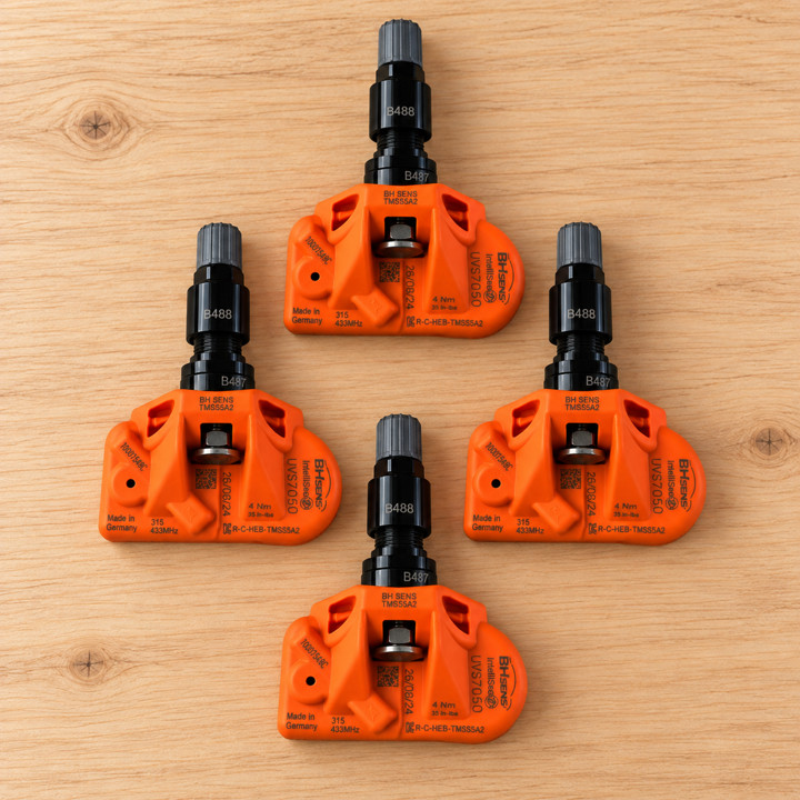 New Set of Four (4) OEM Porsche HUF TPMS Tire Pressure Sensors 95C907275A Black
