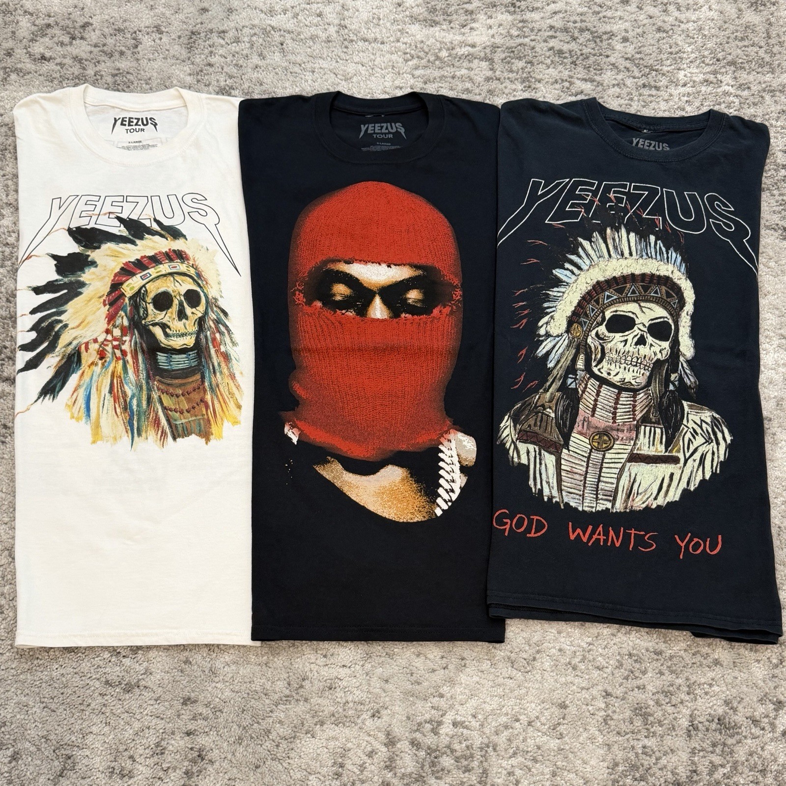 Kanye West Yeezus Tour 2013 Vintage Merch T-Shirt Size XL (Lot of 3) (Authentic) Kanye West Yeezus Tour 2013 Vintage Merch T-Shirt Size XL (Lot of 3) (Authentic)