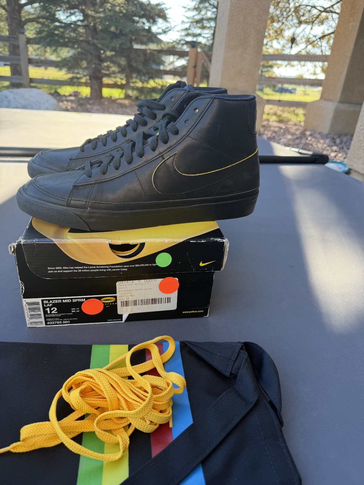 Nike Blazer Mid SPRM LAF Livestrong 433793-001 Mens Size 12 Black Varsity Maize