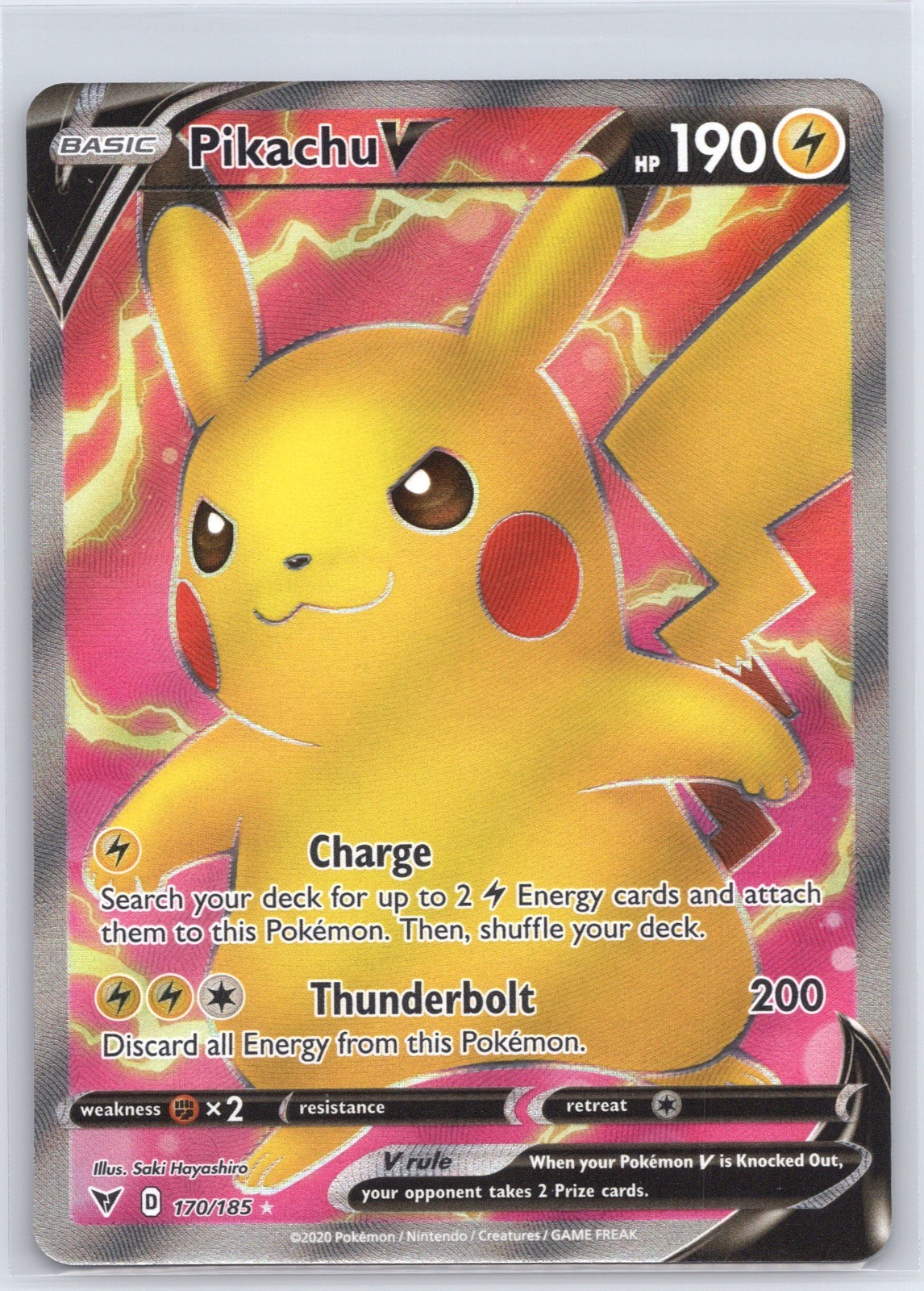 PIKACHU V 170/185 VIVID VOLTAGE UR NM 2020 POKEMON HOLO