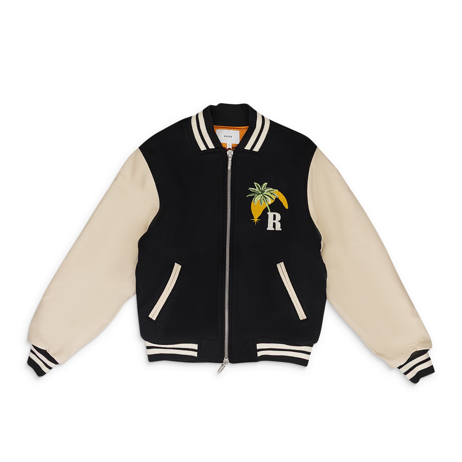 NWT RHUDE BLACK/CREAM GP VARSITY JACKET SIZE S $3250