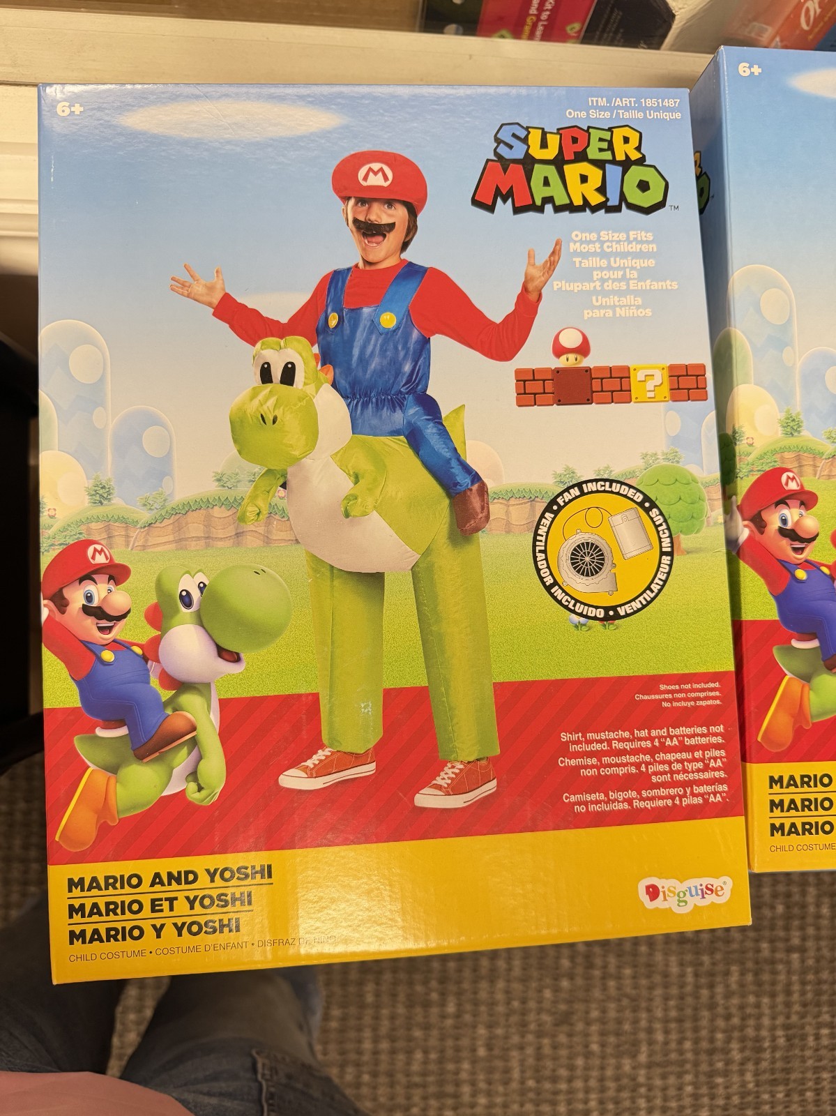 Disguise Mario and Yoshi Inflatable Child Costume 6 y/o and up Kids Fan Included Disguise Mario and Yoshi Inflatable Child Costume 6 y/o and up Kids Fan Included