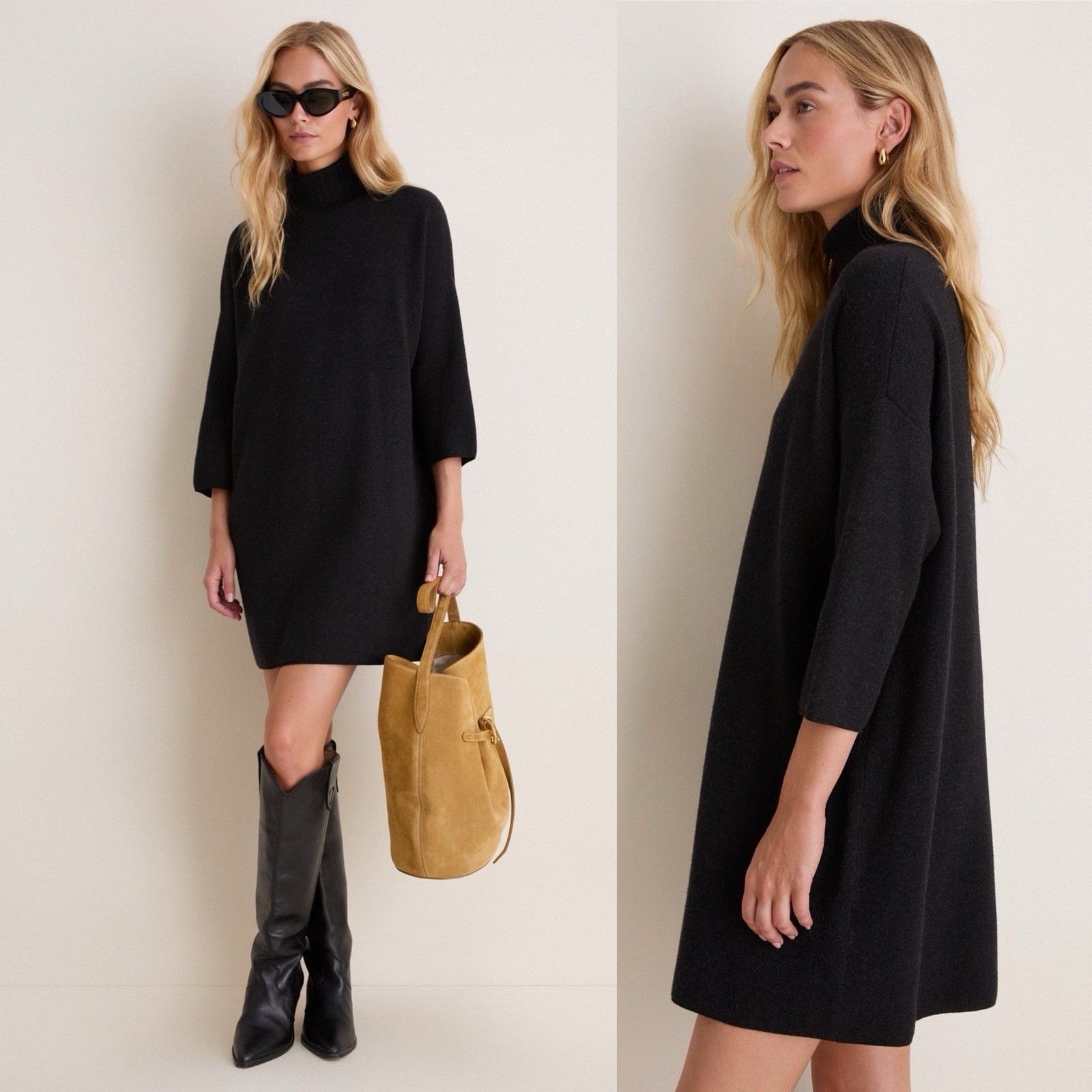 Tuckernuck Pomander Place Noir Vivianne Turtleneck Dress Black Shimmer S