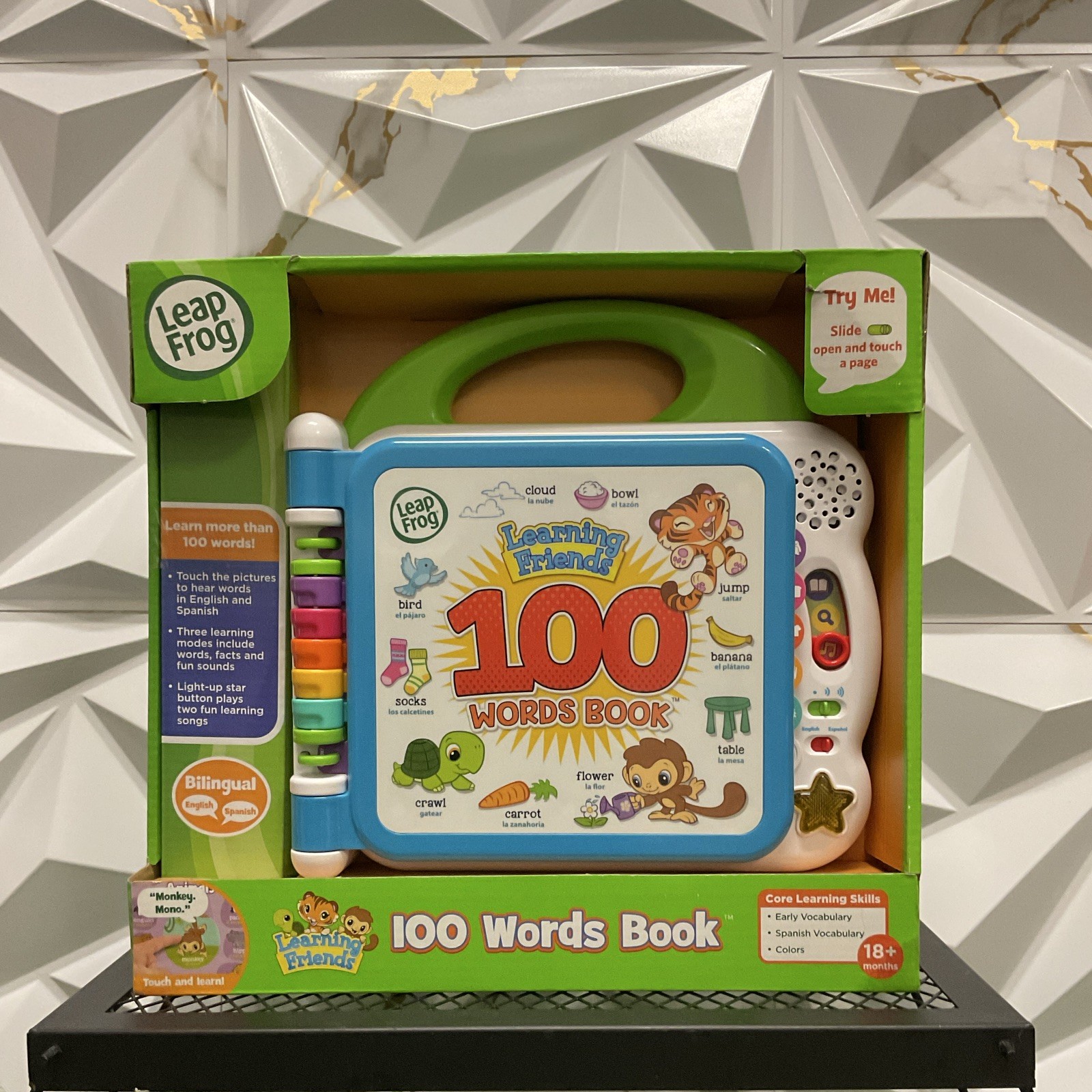 Leapfrog Learning Friends 100 Word Book, Bilingual English Spanish New