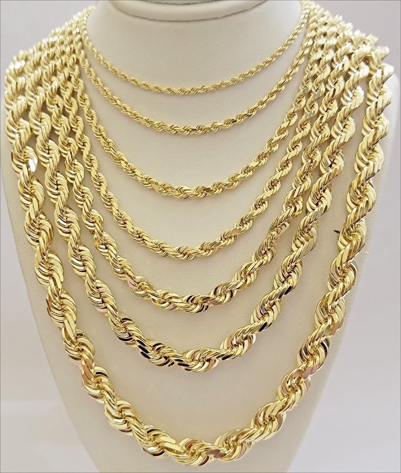 Real 14k Yellow Gold Rope Chain Necklace 2mm-10mm 18\