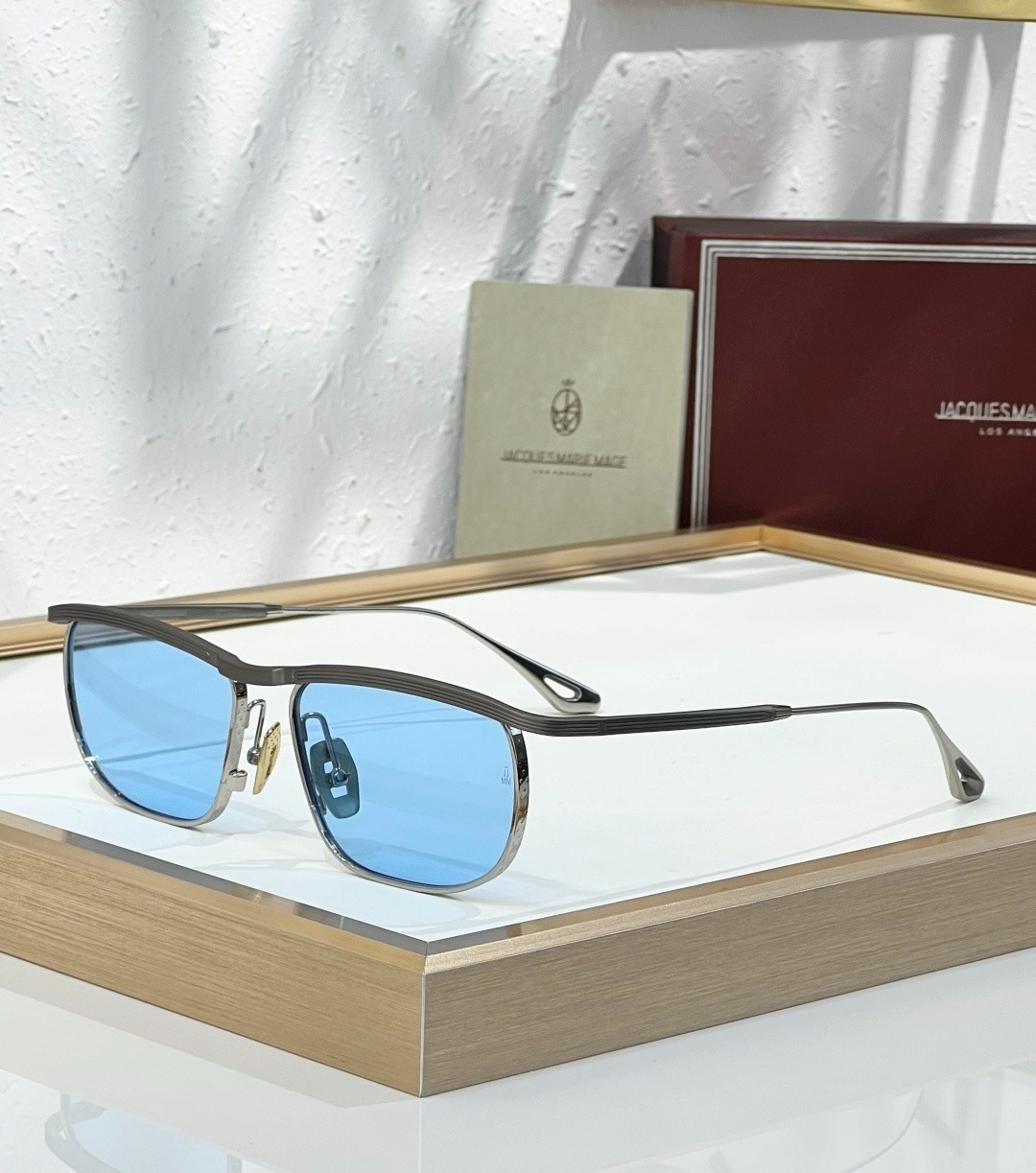 Jacques Marie Mage MELVILLE Sunglasses 58-17-146 Vintage Browline Blue Lens Jacques Marie Mage MELVILLE Sunglasses 58-17-146 Vintage Browline Blue Lens