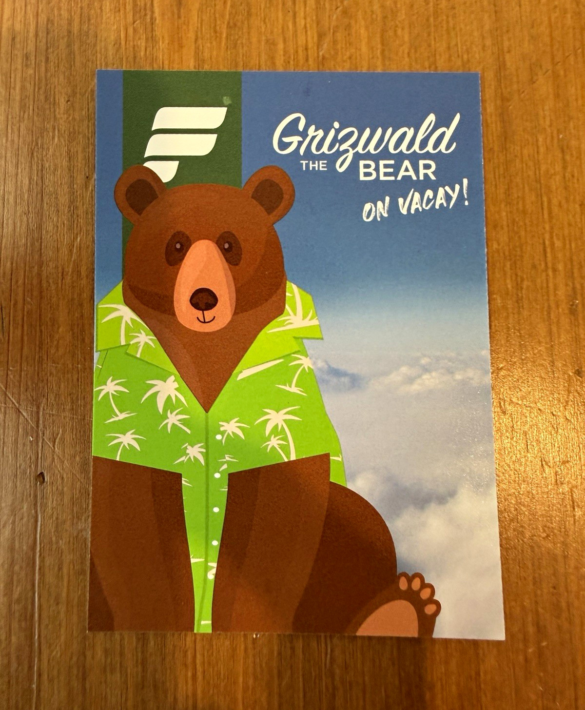 Frontier Airlines “Grizwald the Bear on Vacay” Collectible Trading Card Frontier Airlines “Grizwald the Bear on Vacay” Collectible Trading Card