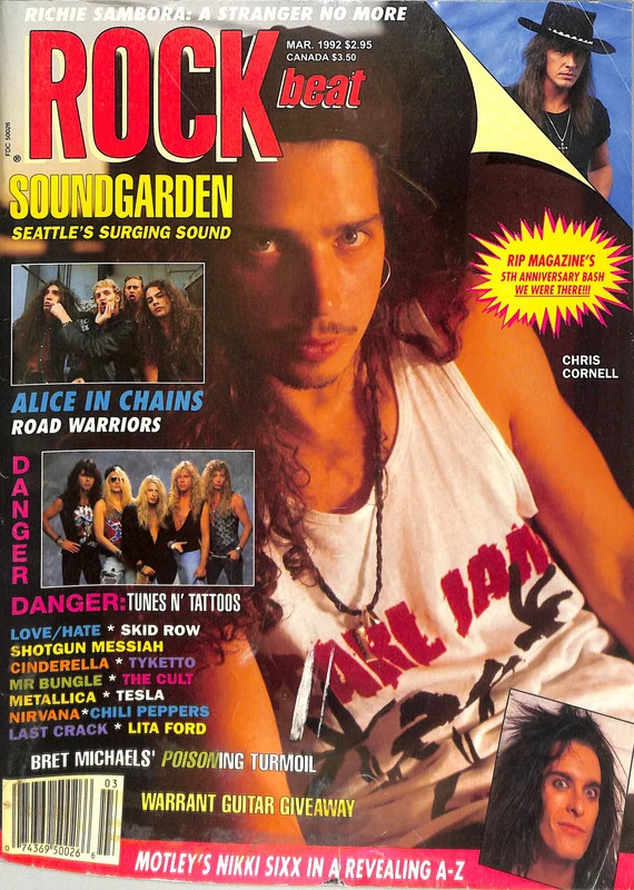 Rockbeat Magazine March 1992 Soundgarden / Chris Cornell Alice in Chains