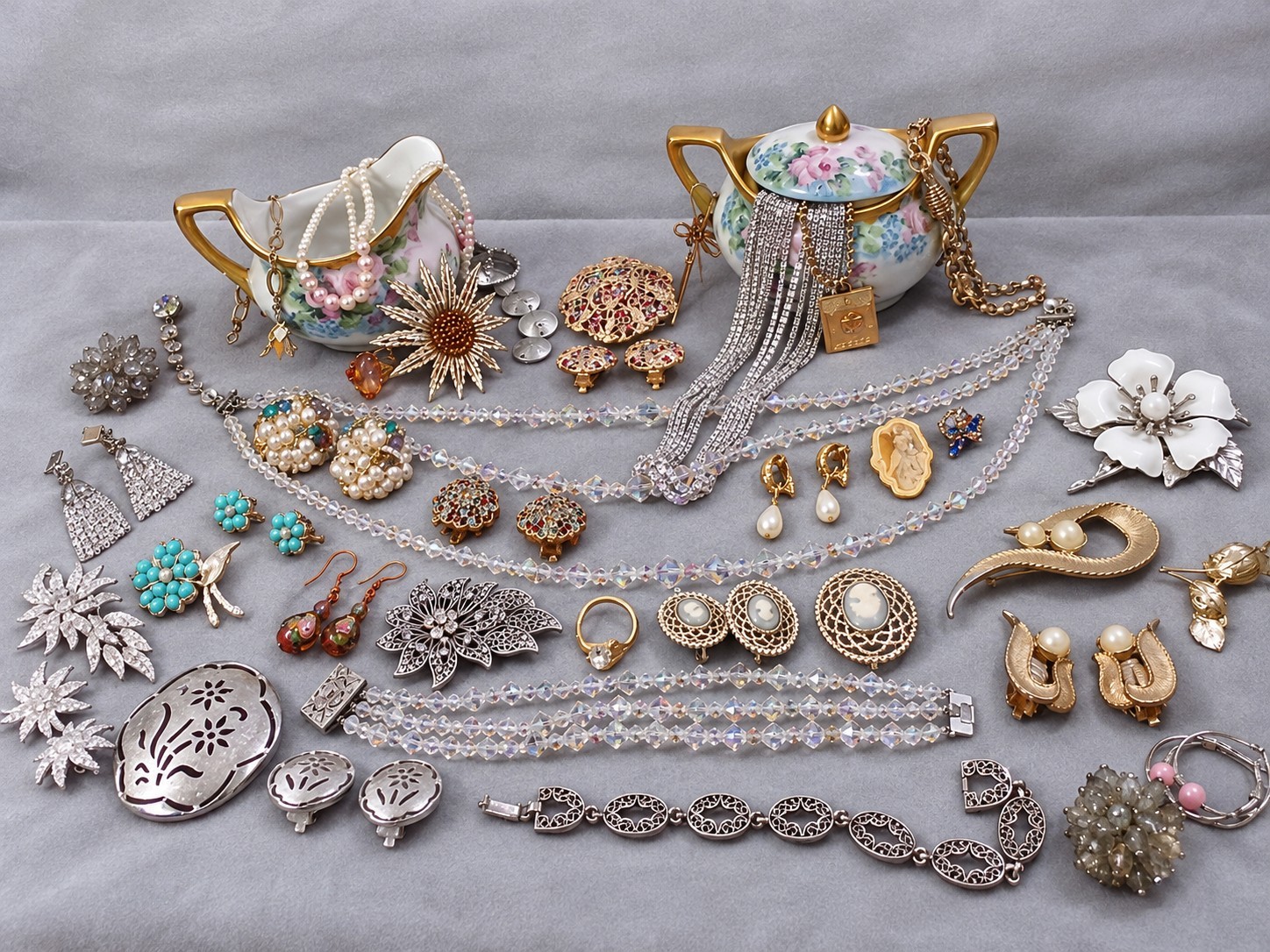 Vintage Jewelry Lot Signed Sarah Coventry Brooches Earrings Necklaces Bracelets