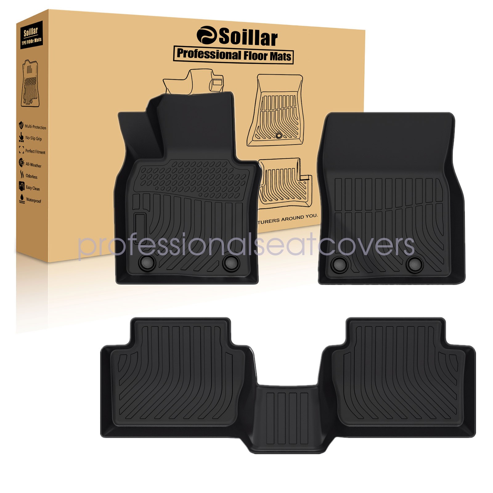 For 2020-2025 Mazda CX-30 TPE Floor Mats Liners 3PCS 3D Front & Rear Black NEW