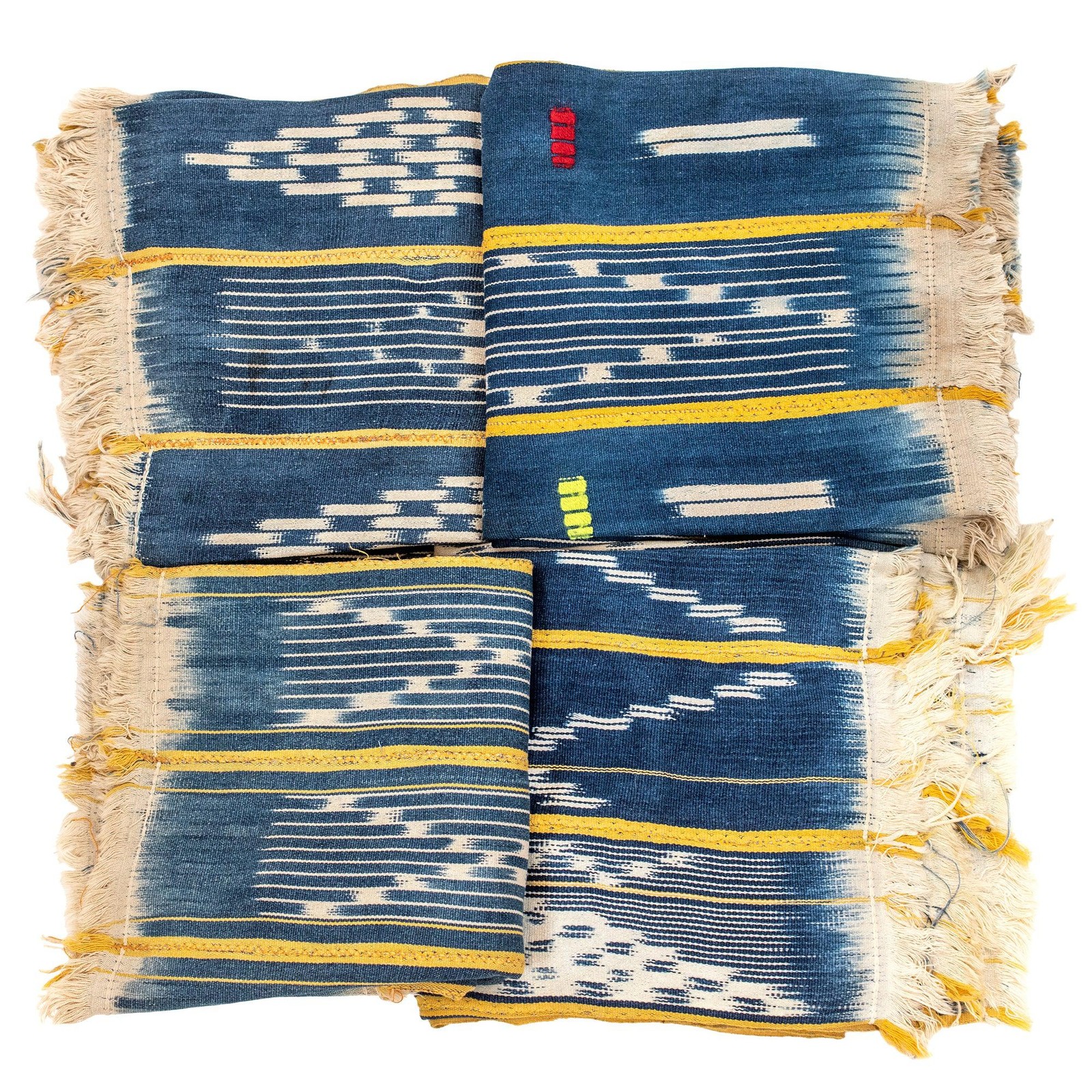 Yellow & Blue West African Bondoukou Indigo Cloth Burkina Faso Multicolor Cotton