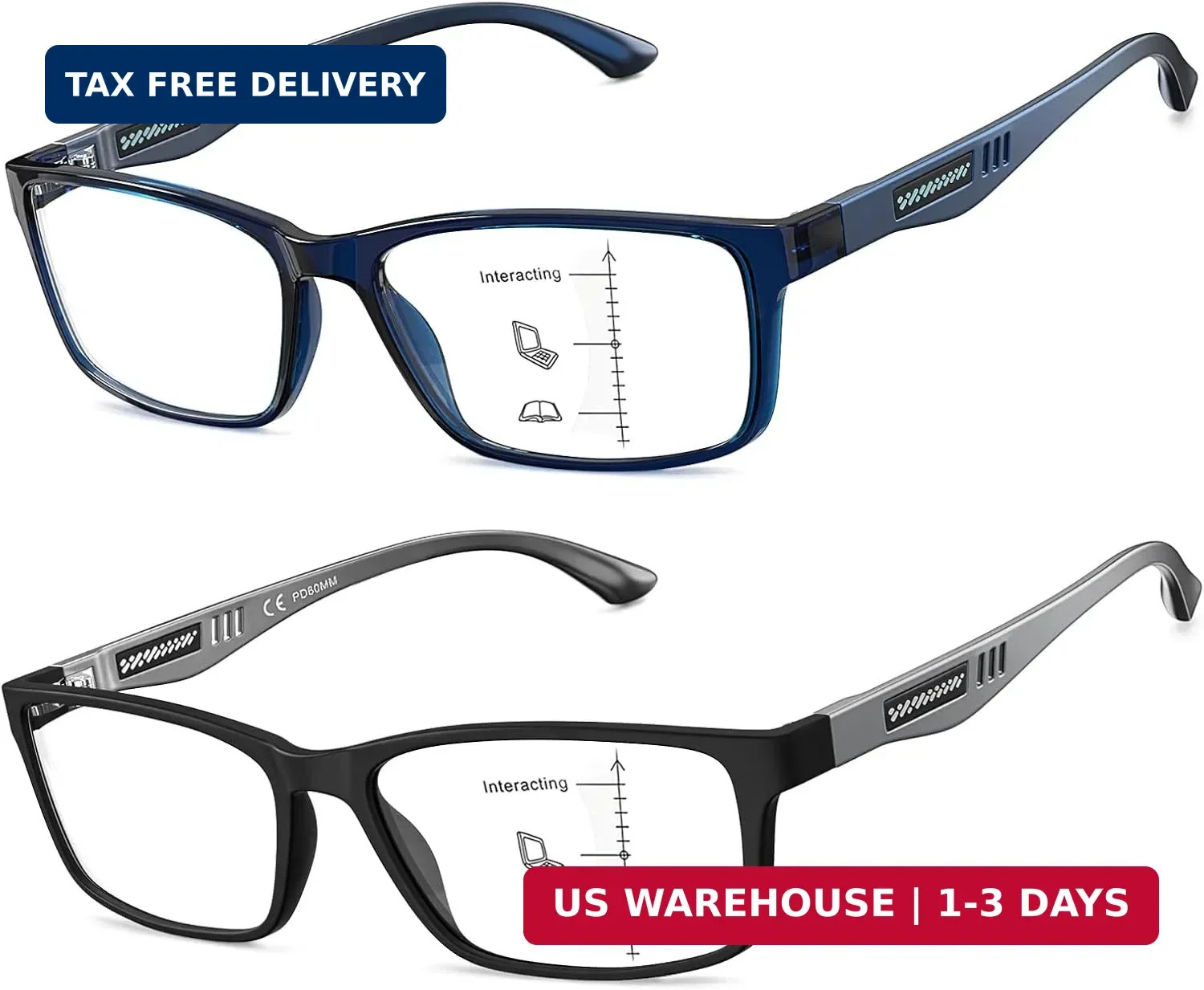 CARA Extremely Lightweight Progressive Multifocus Reading Glasses for Men No-Lin CARA Extremely Lightweight Progressive Multifocus Reading Glasses for Men No-Lin