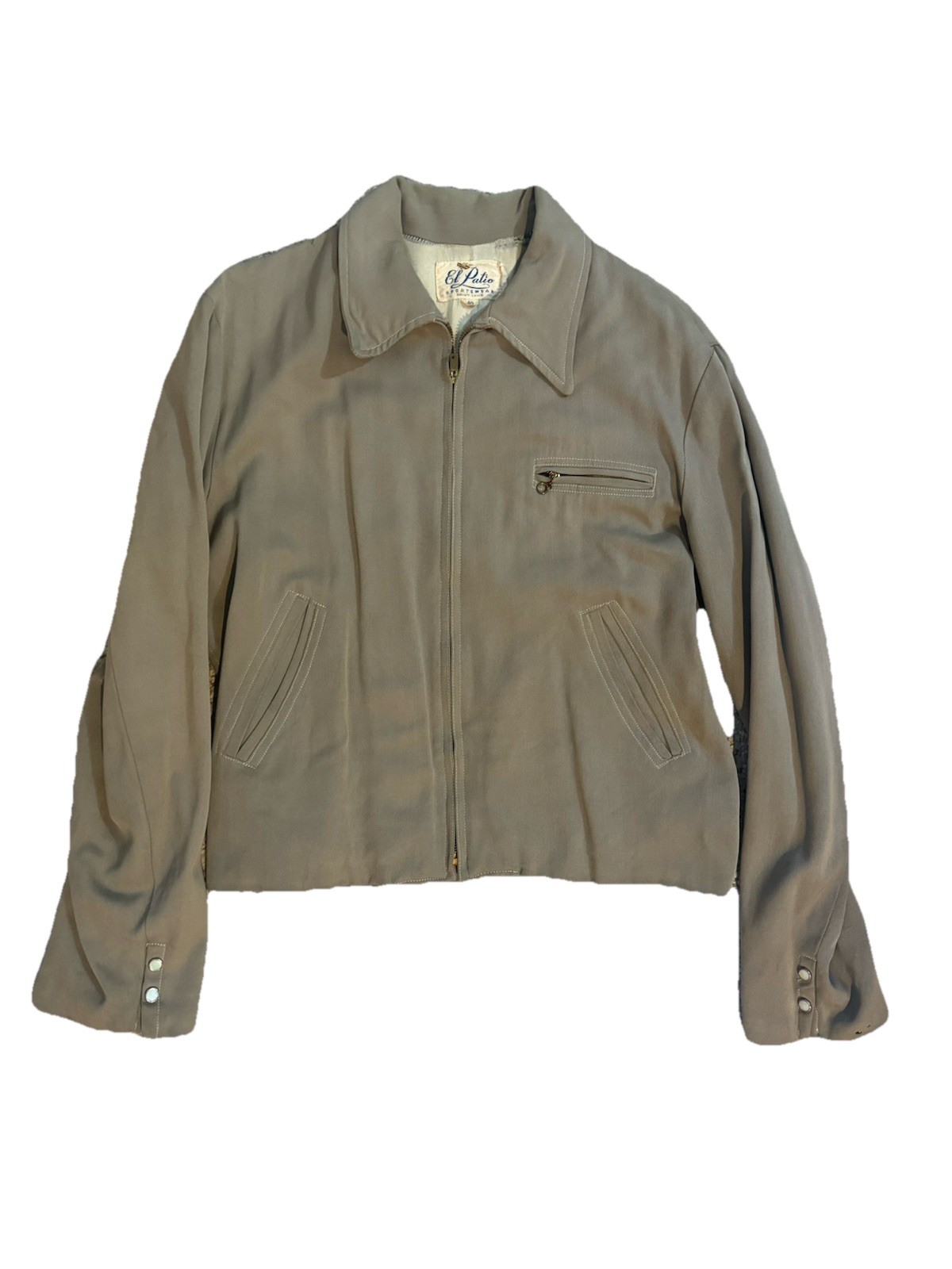Vintage ‘50s El Patio Sportswear St Louis Garbadine Jacket Full Zip Grey Size 40