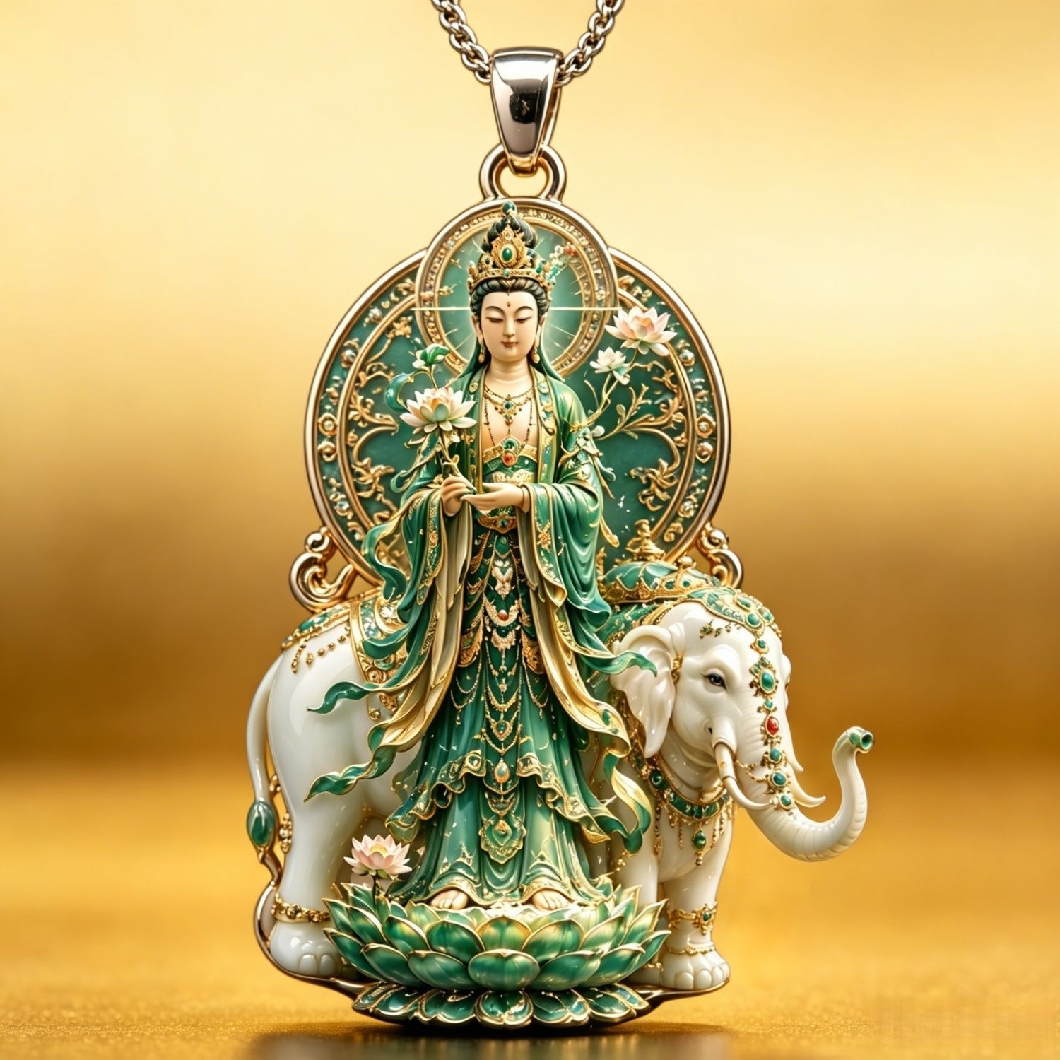 New Alloy Samantabhadra Pendant Embossed Chinese Style Collectible Accessory