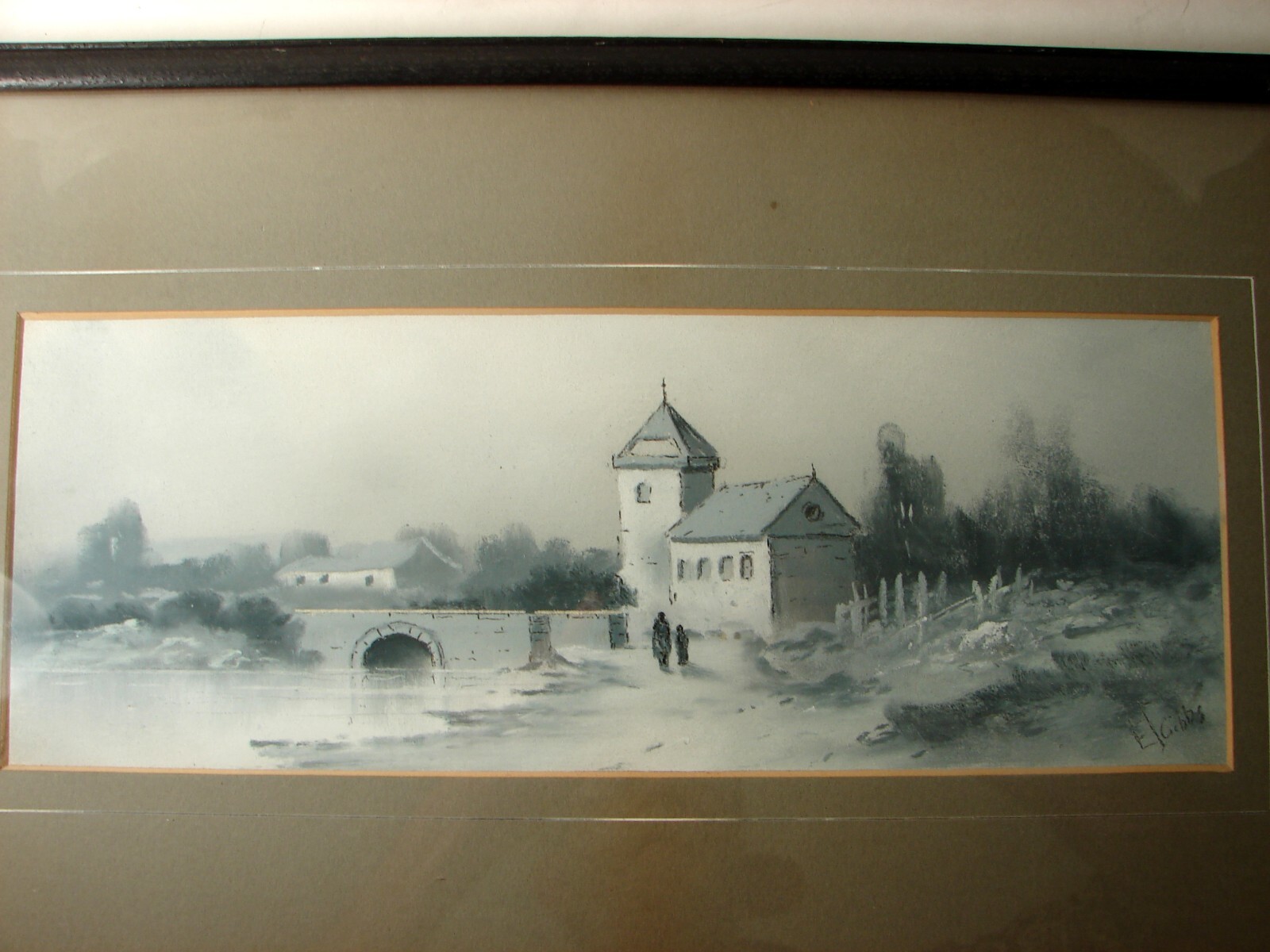 Antique Edward T. Gibbs (1863-1934) Pastel Painting in Ornate Wood Frame Signed Antique Edward T. Gibbs (1863-1934) Pastel Painting in Ornate Wood Frame Signed