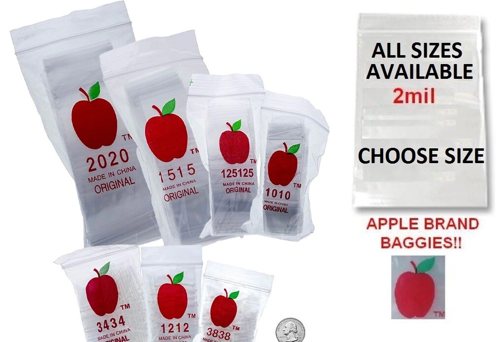 10000 PACK APPLE BRAND ZIPPER RESEALABLE BAGS 10,000 baggies resealable plastic