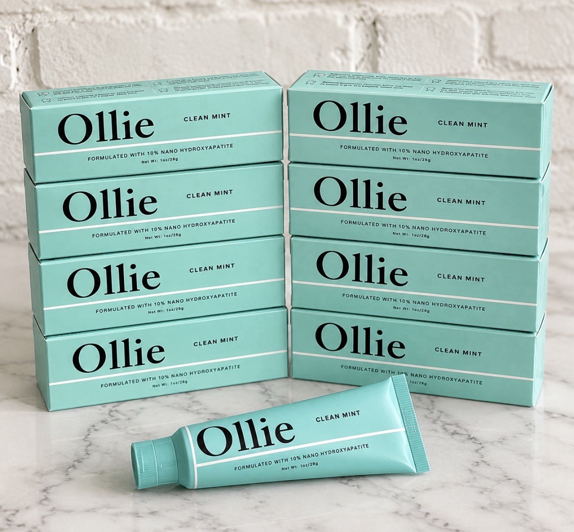 Ollie 10% nano HYDROXYAPATITE Clean Mint toothpaste 1oz/28g Value 8-pack Ollie 10% nano HYDROXYAPATITE Clean Mint toothpaste 1oz/28g Value 8-pack