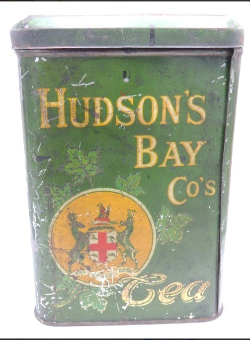 Antique Hudson’s Bay Company Number Six Tea Tin c.1910 Large Green HBC