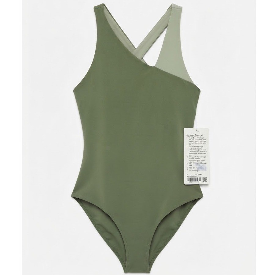 NEW Lululemon Nulu Asymmetrical Bodysuit Green Twill Fern Size 2