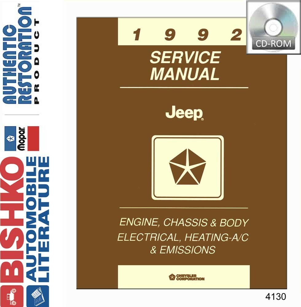 1992 Jeep Cherokee, Comanche, Wrangler Factory Shop Service Manual CD