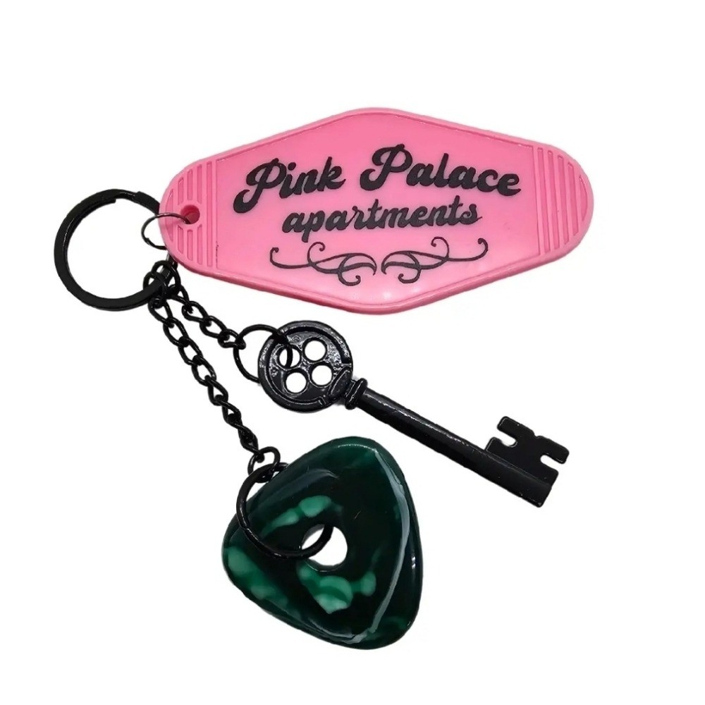 Coraline Inspired Keychain Keys to the Pink Palace Apartments w/ Skelet…